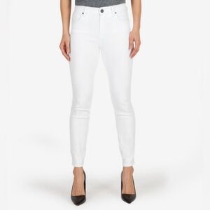 Kut from the Kloth White Donna Fab AB High Rise Skinny Raw Ankle Jeans Size 6